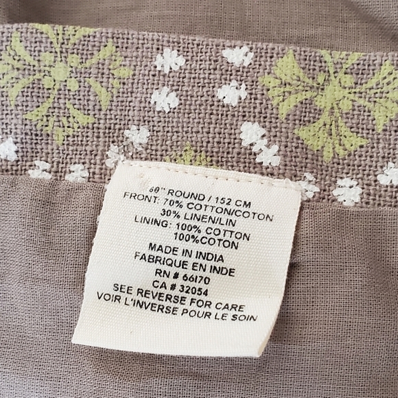 Anthropologie Linen Blend Sequin 60" Round Boho Christmas Tree Skirt Khaki Green - Picture 8 of 12